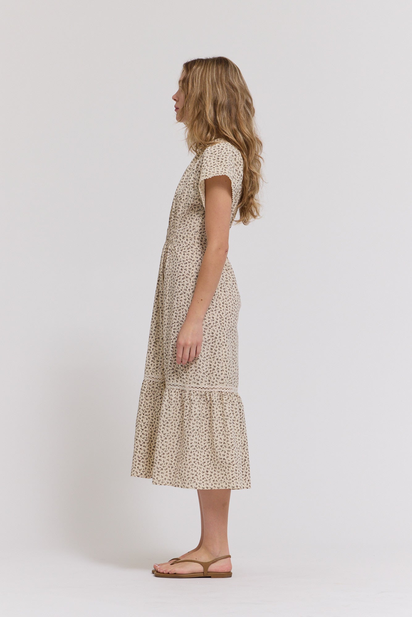 Scallop Cotton Trim Midi Dress