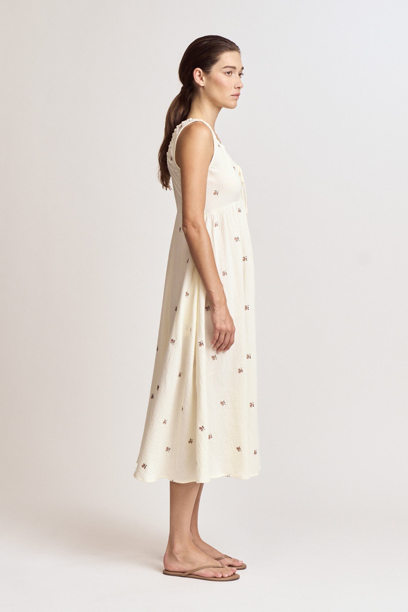 Flower Embroidered Gauze Dress