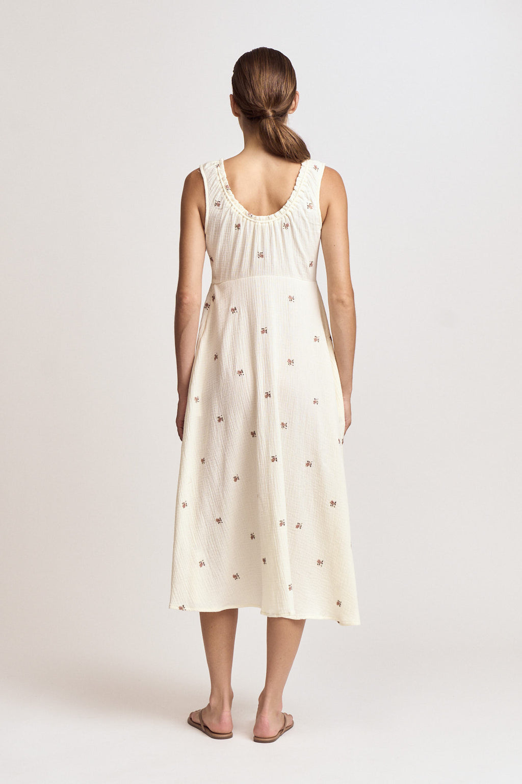 Flower Embroidered Gauze Dress