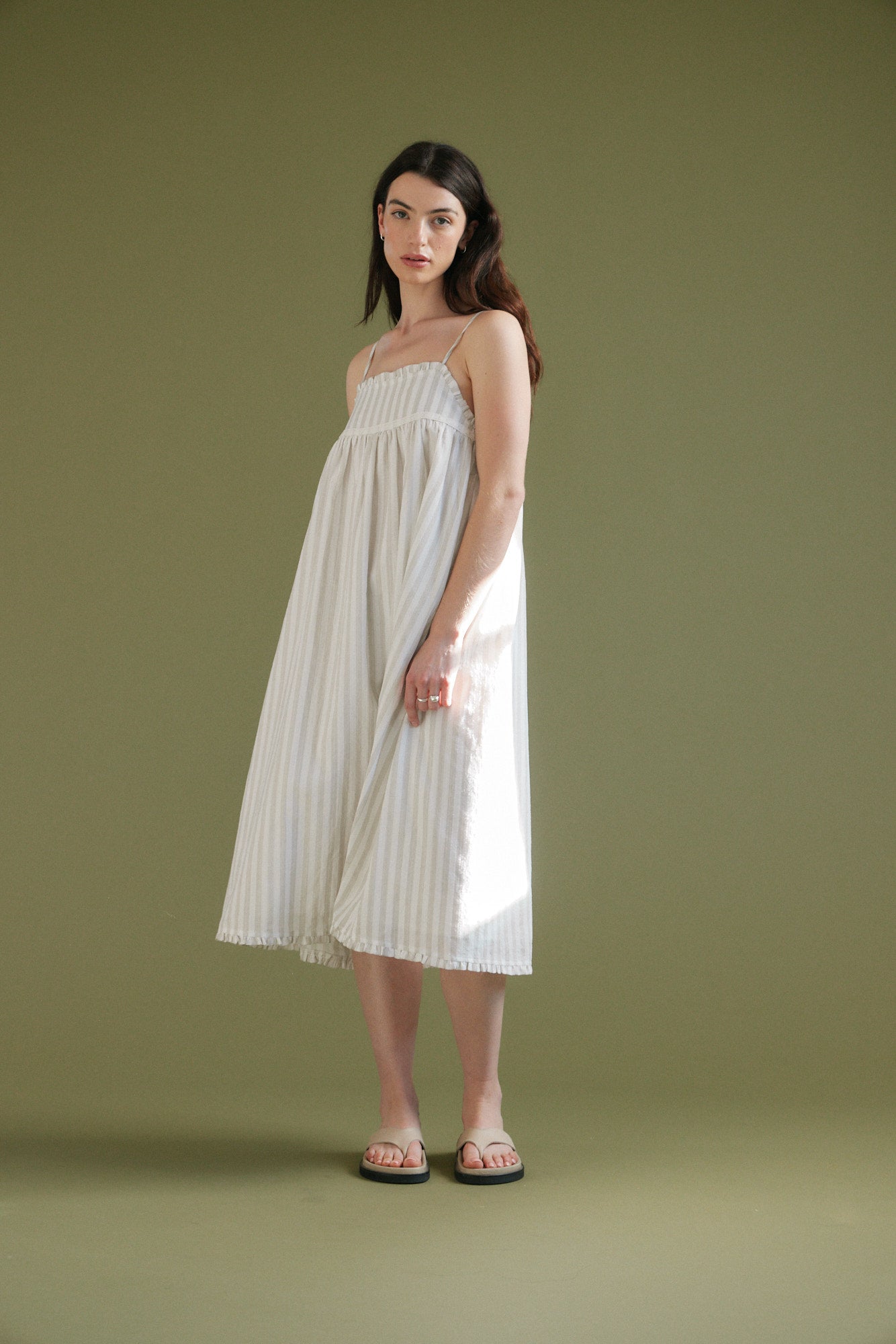 Embroidered Detail Top Stripe Print Dress – Grade and Gather Store