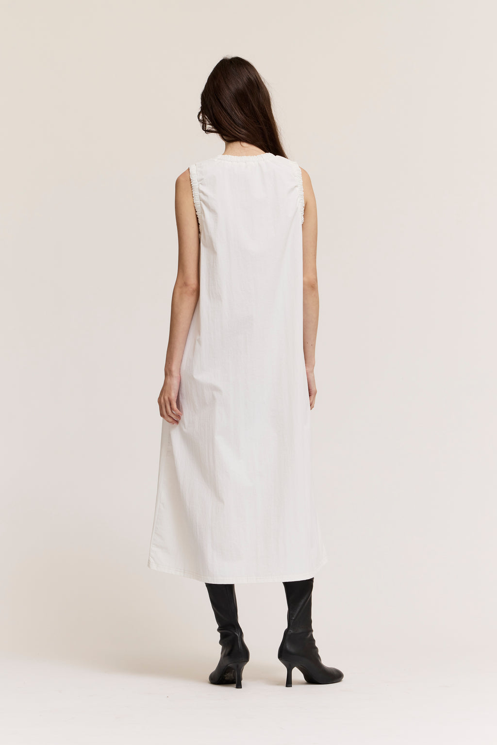 Baby Ruffle Detail A-Line Maxi Dress in Off White