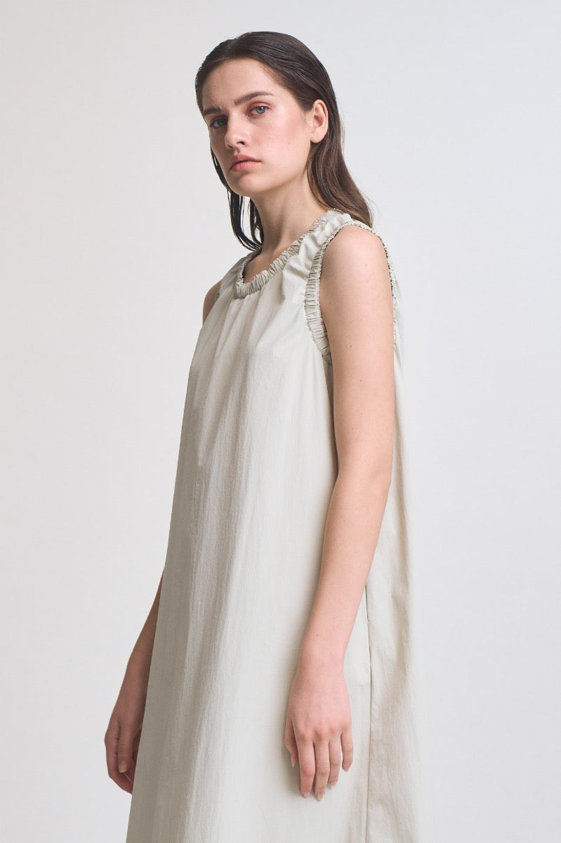 Baby Ruffle Detail A-Line Maxi Dress in Spray Green