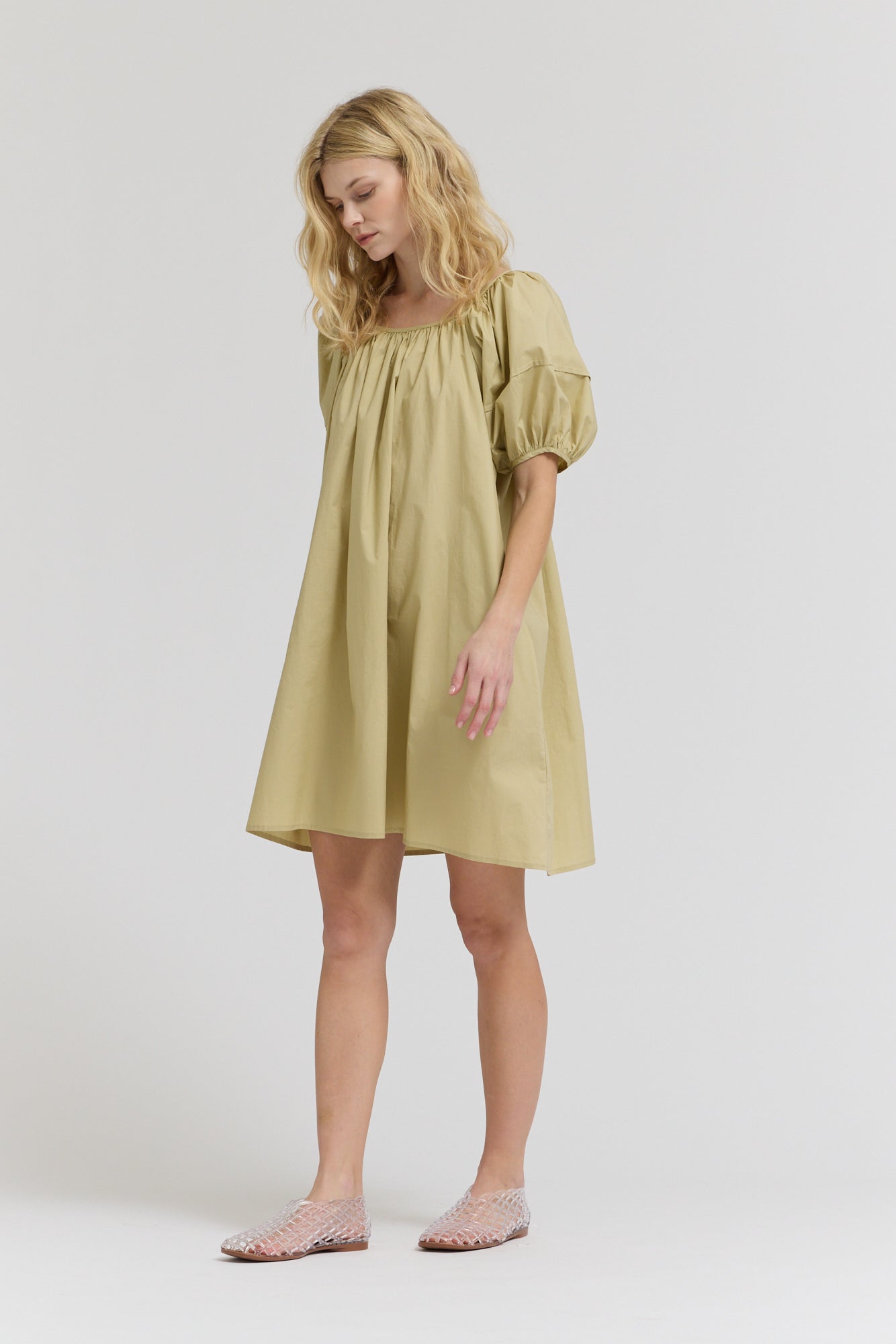Puff Sleeves Tie Back Mini Dress
