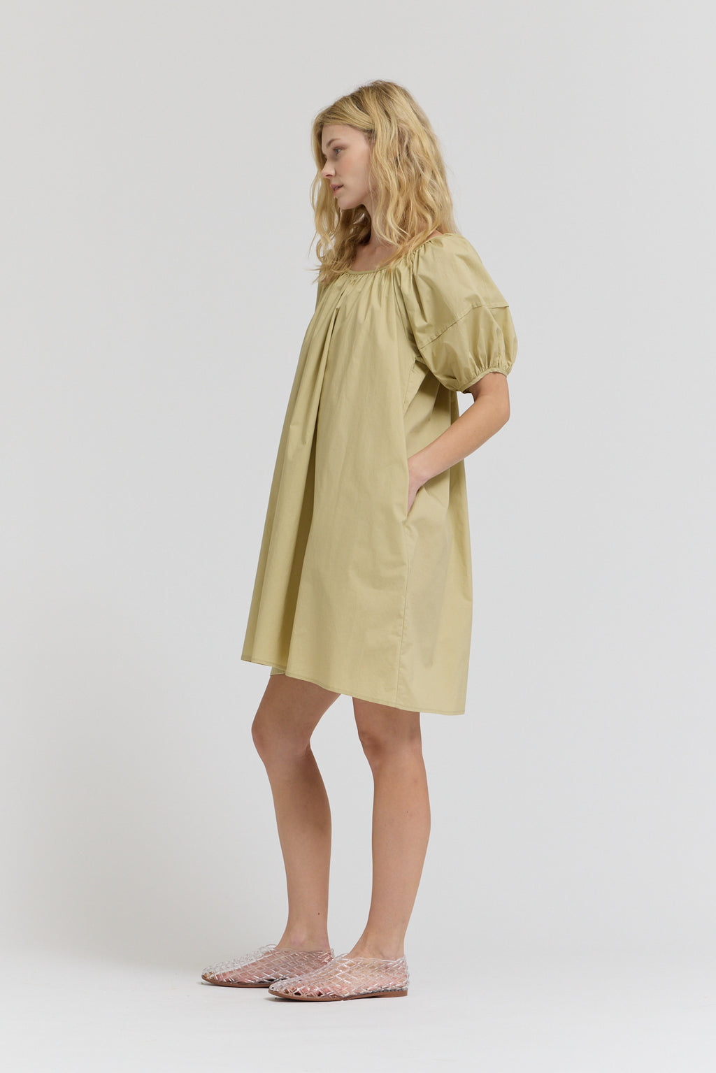 Puff Sleeves Tie Back Mini Dress