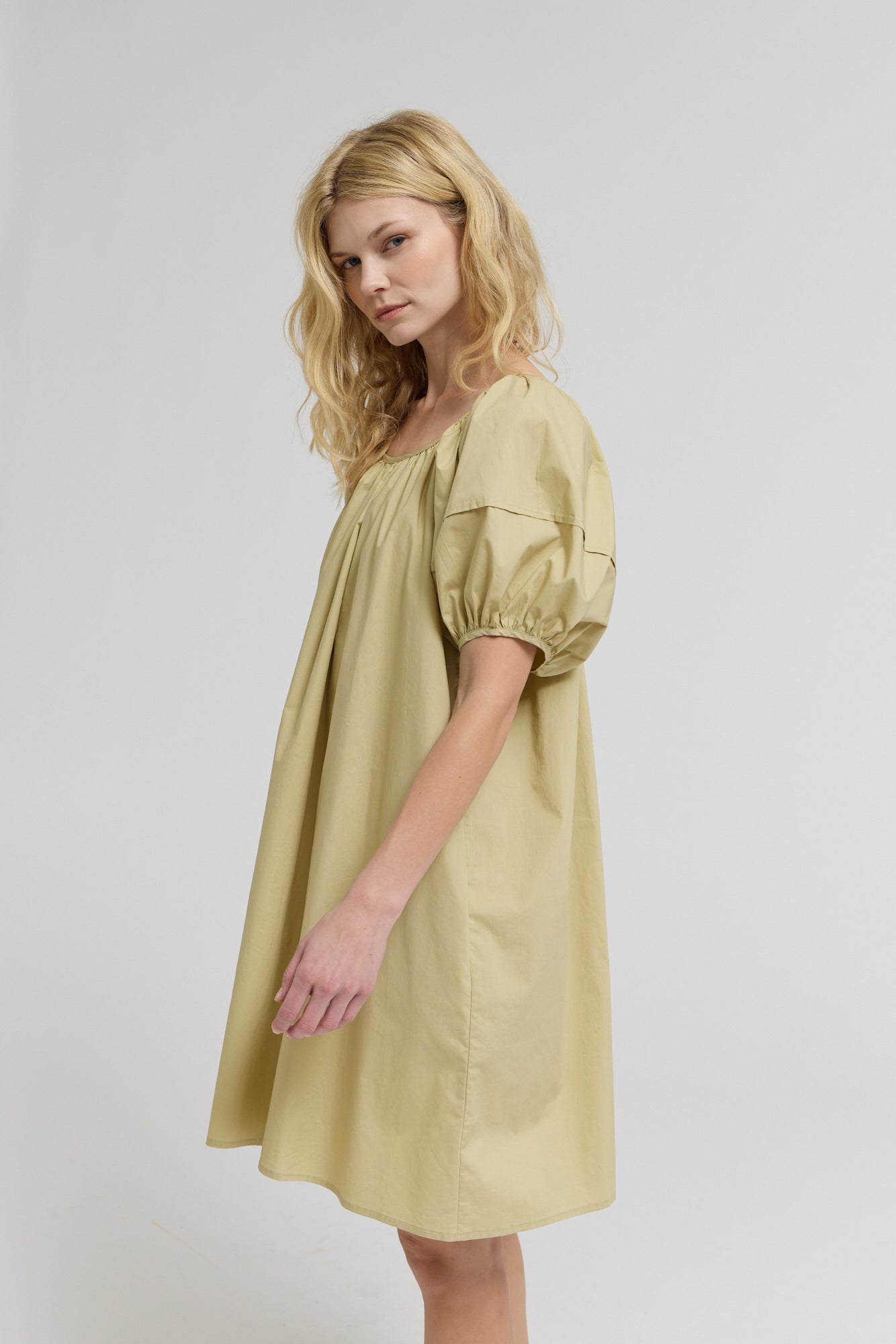 Puff Sleeves Tie Back Mini Dress