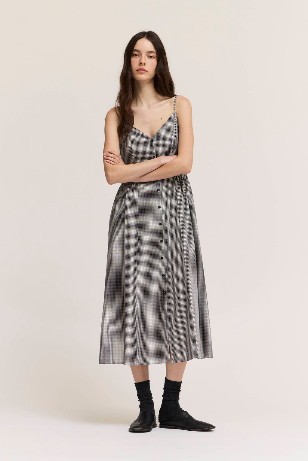 Strappy Button Down Midi Dress