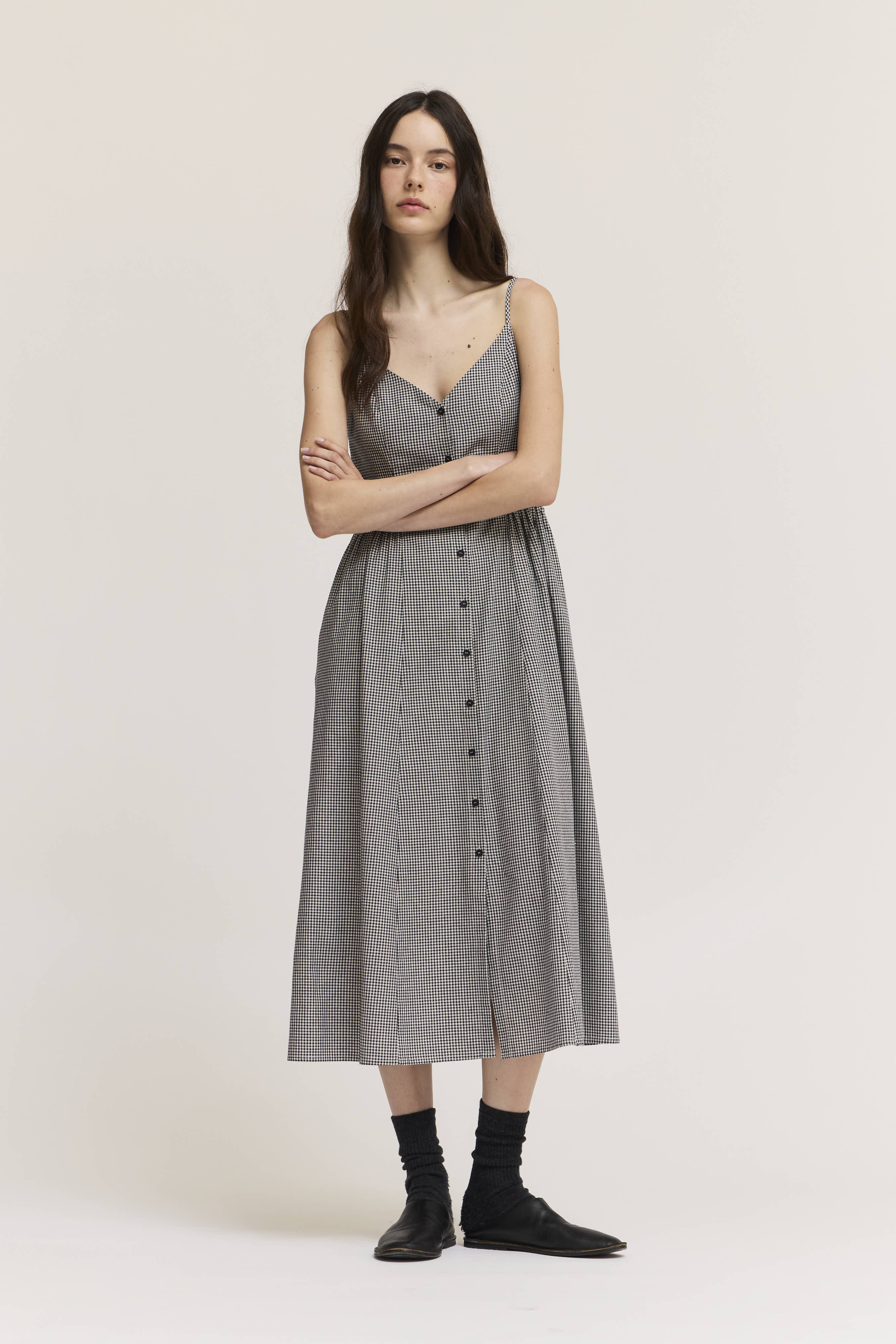 Strappy Button Down Midi Dress
