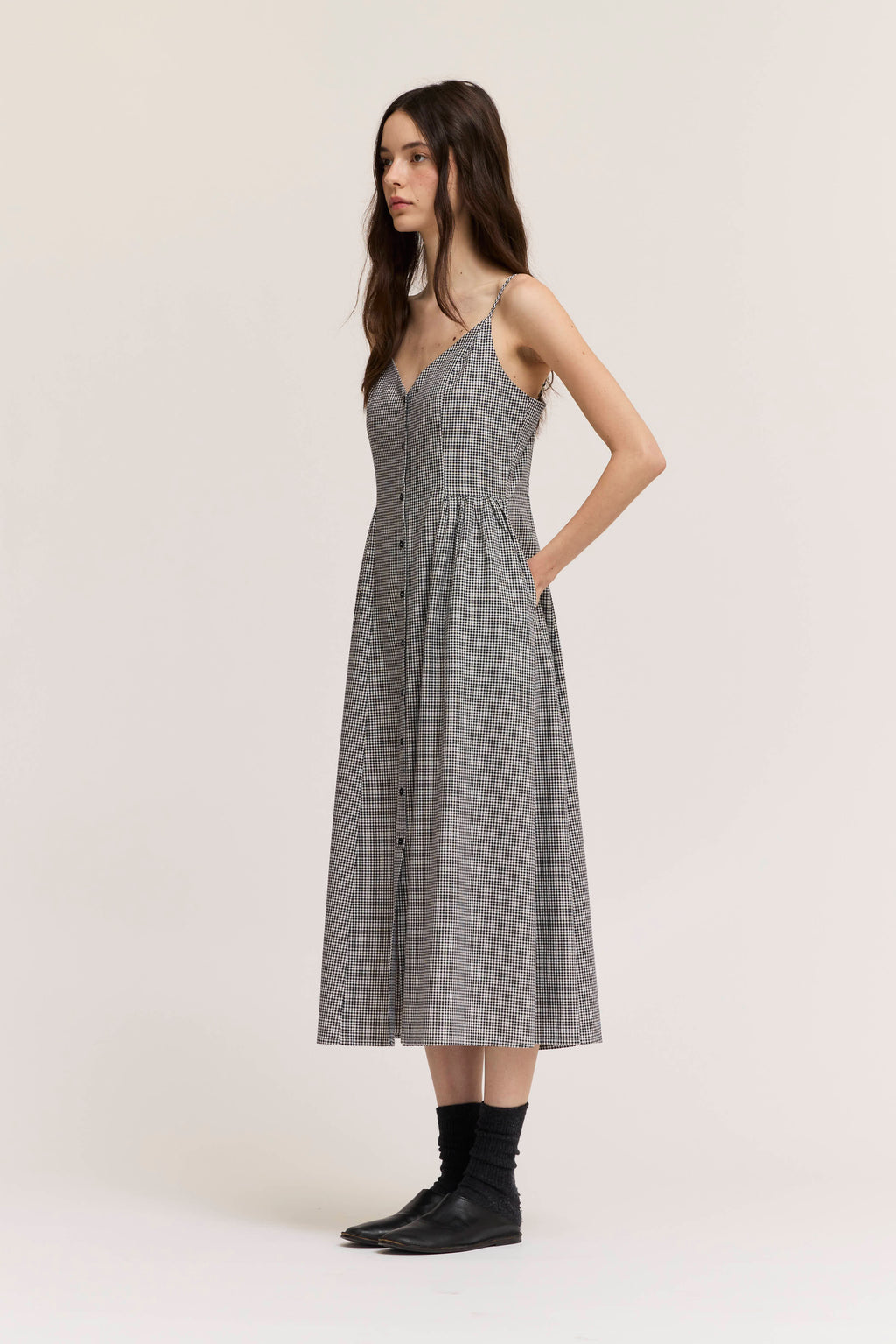 Strappy Button Down Midi Dress