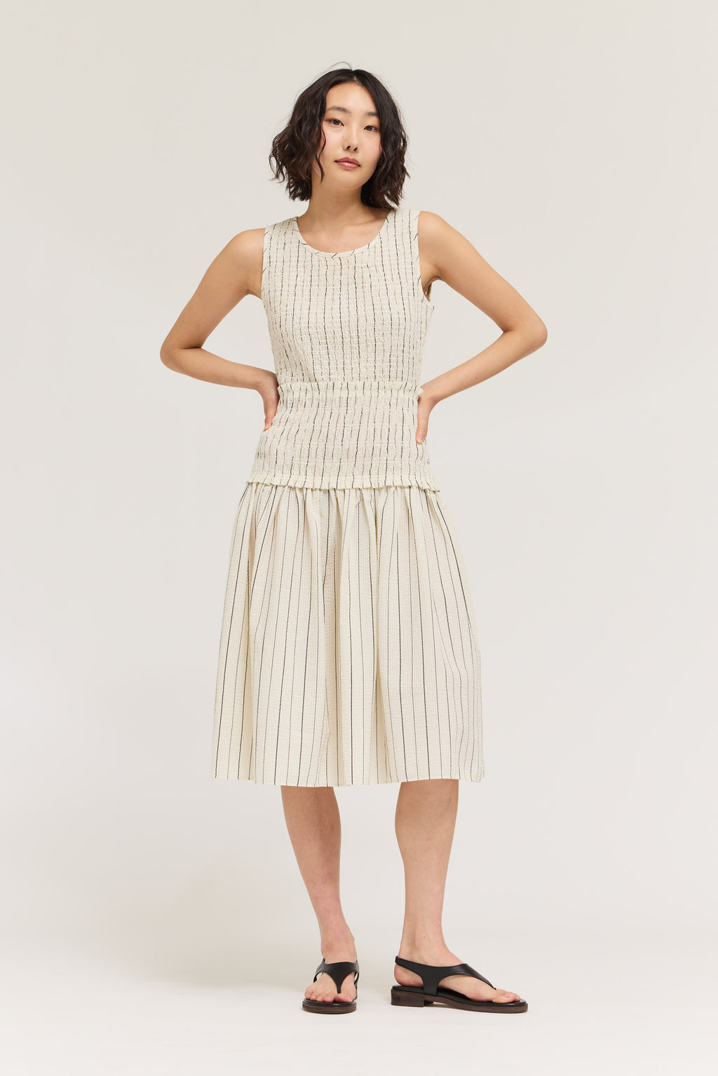 Smocked Bodice Stripe Dress