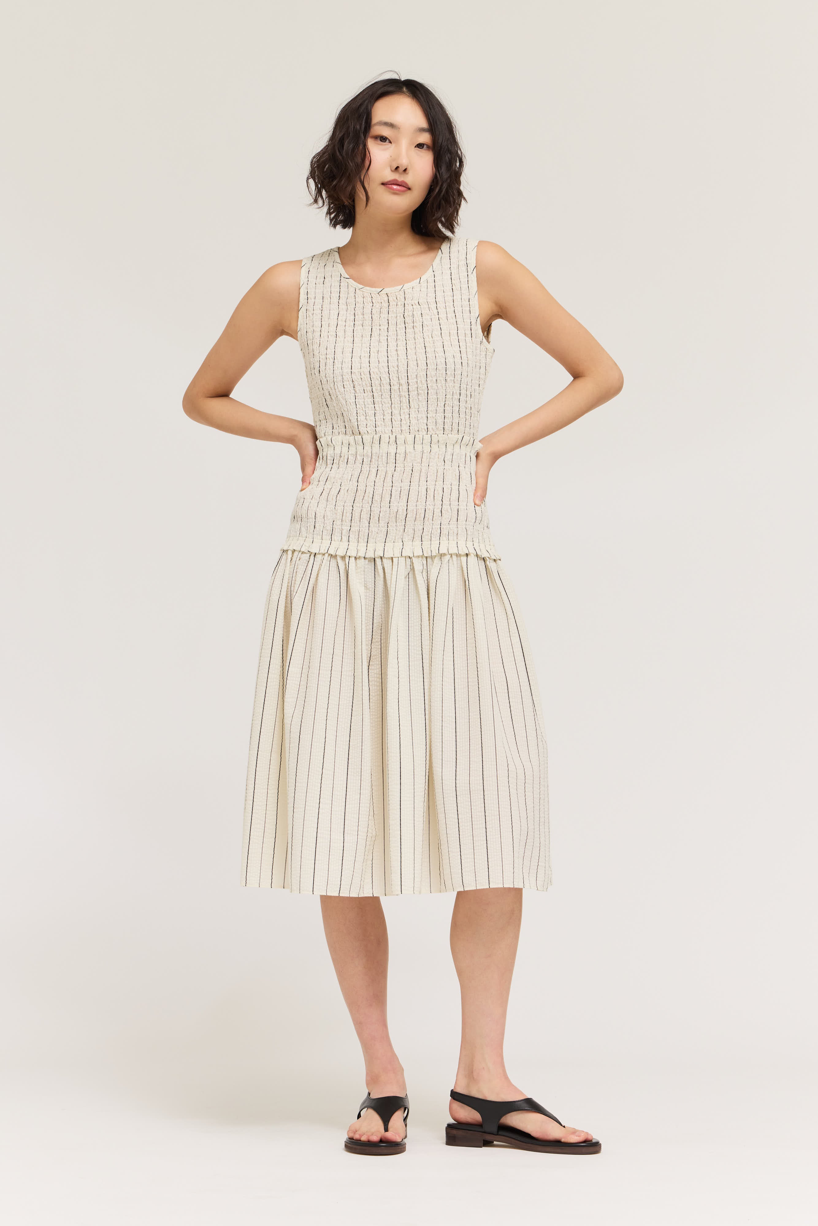 Smocked Bodice Stripe Dress