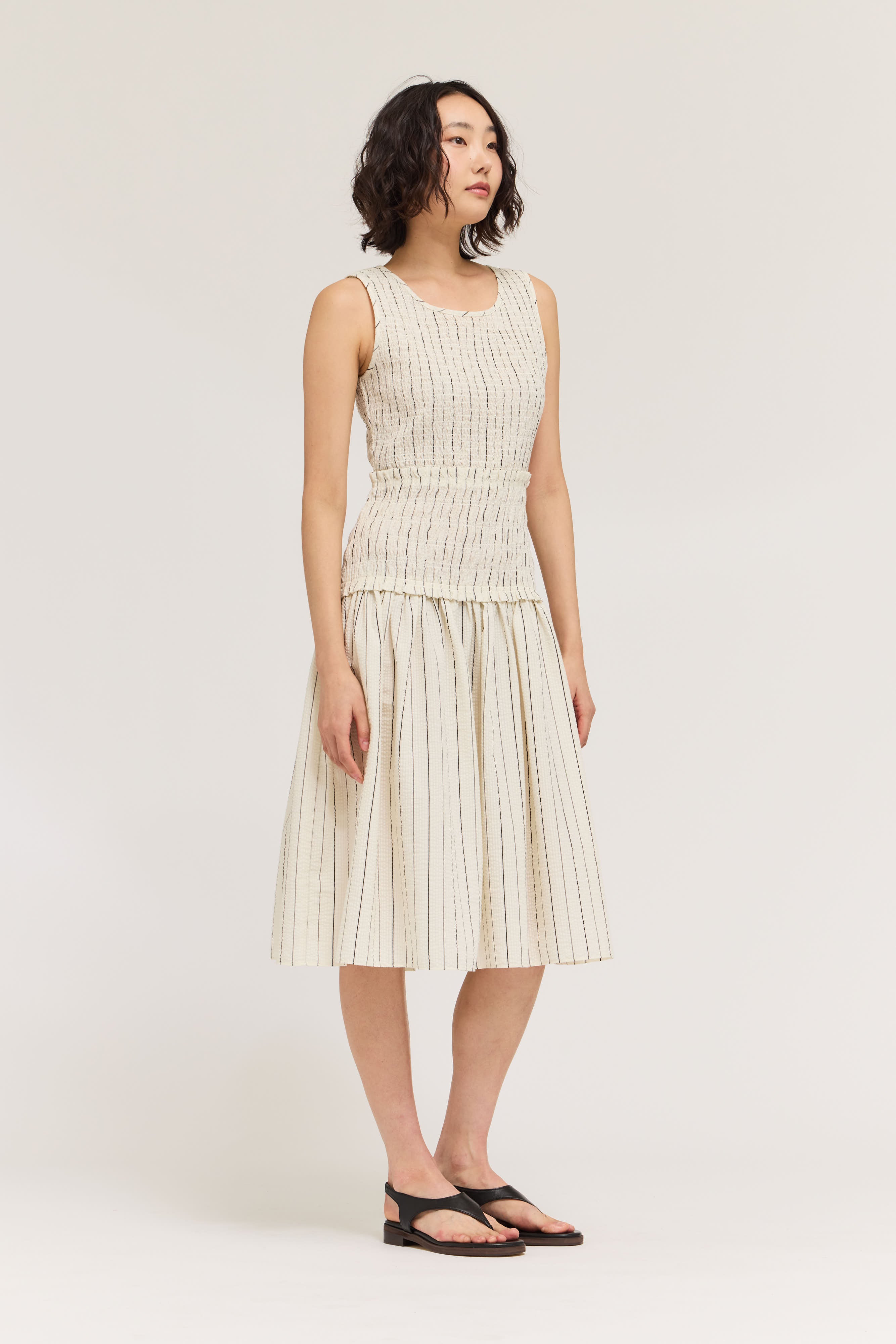 Smocked Bodice Stripe Dress