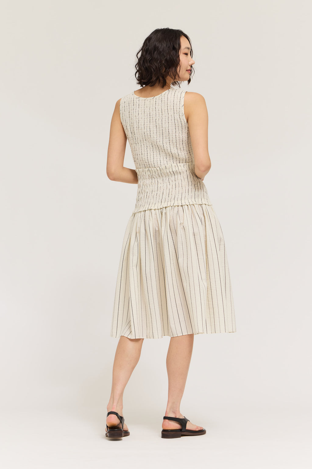Smocked Bodice Stripe Dress