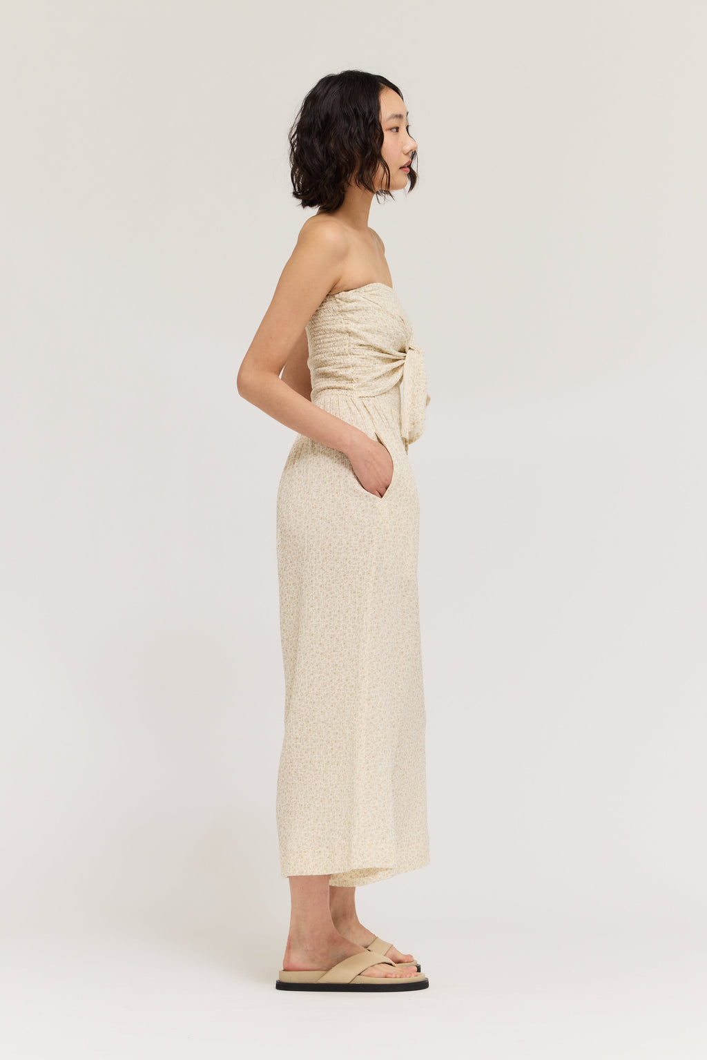 Tie Front Gauze Jumpsuit