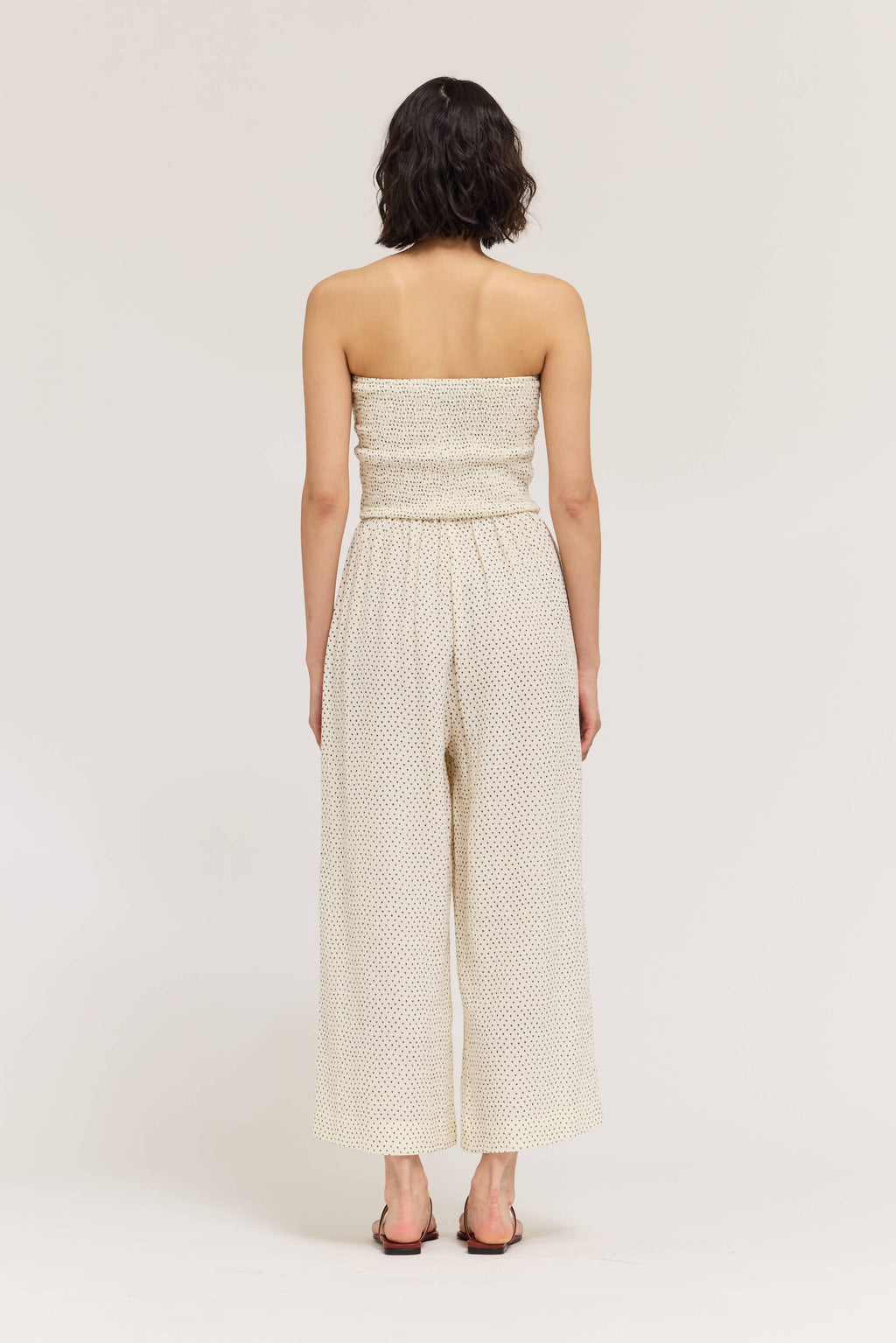 Tie Front Mixed Gauze Jumpsuit in Ivory Floral