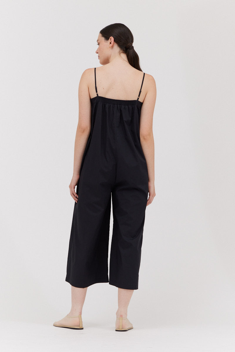 Cotton Strap Jumpsuit in Black