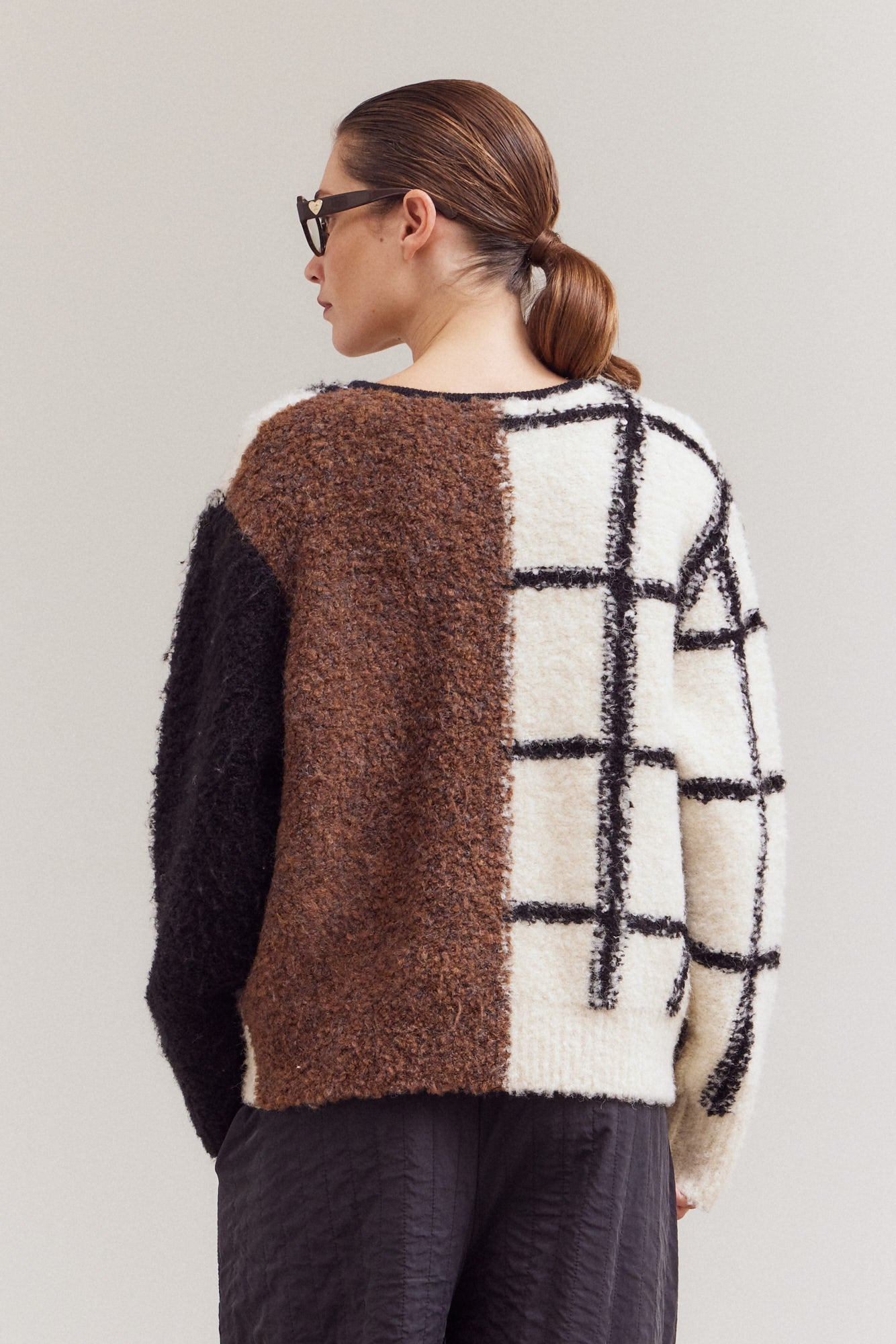 Color Block Grid Cardigan