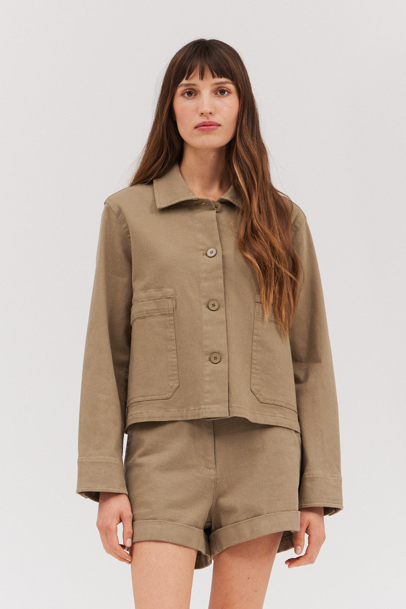 Twill Jacket in Dry Sage