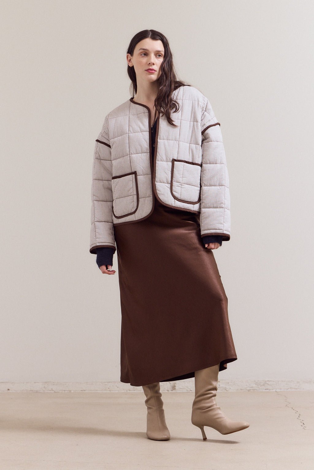 Pin Grid Quilted Jacket