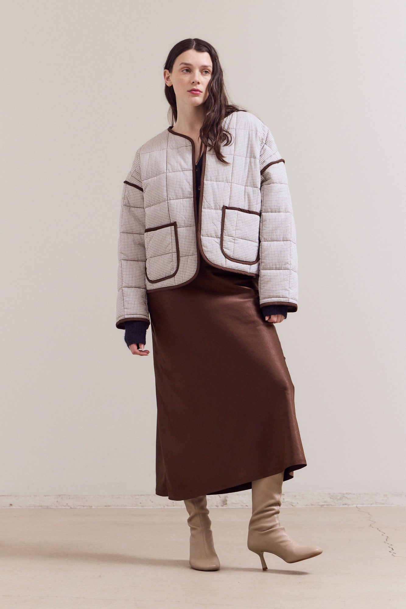 Pin Grid Quilted Jacket