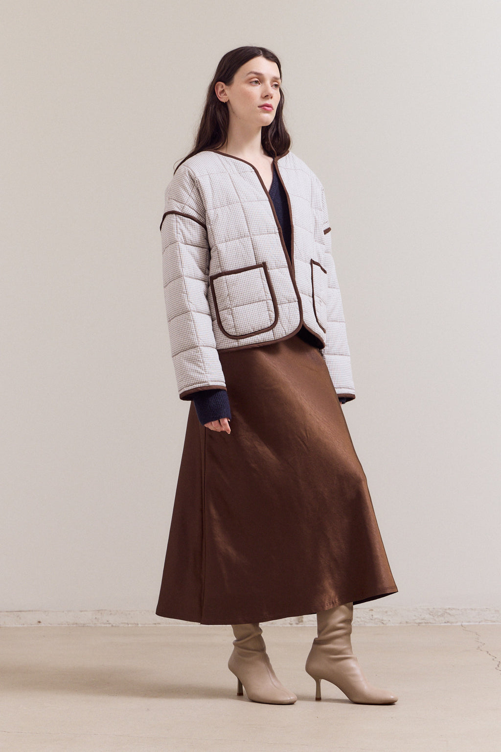 Pin Grid Quilted Jacket