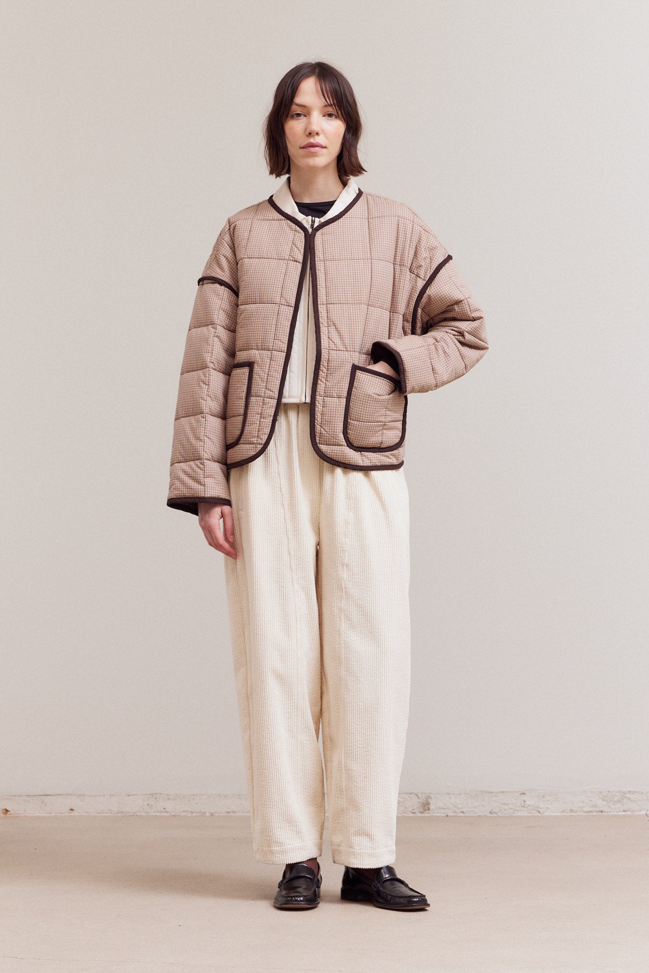 Pin Grid Quilted Jacket