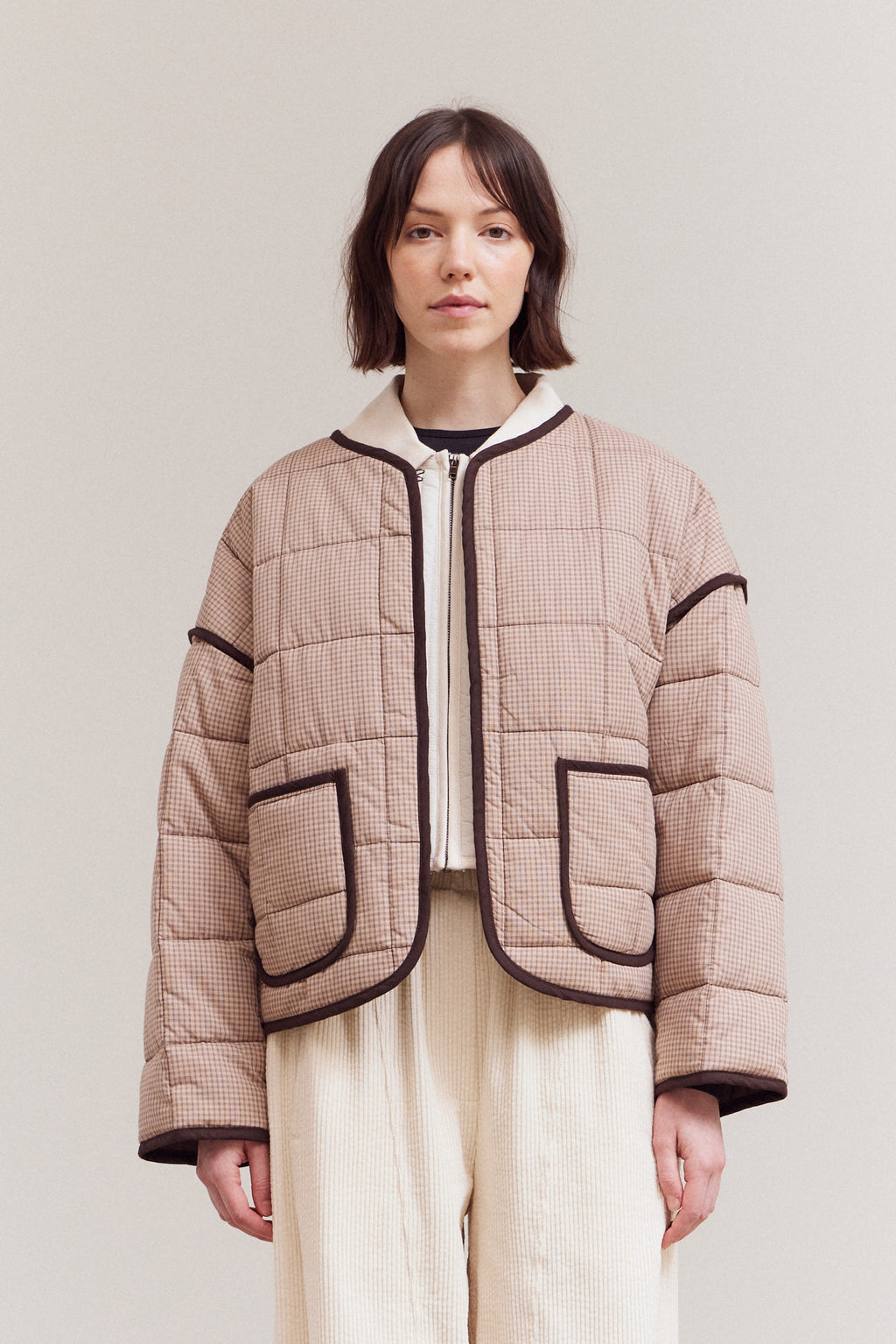 Pin Grid Quilted Jacket