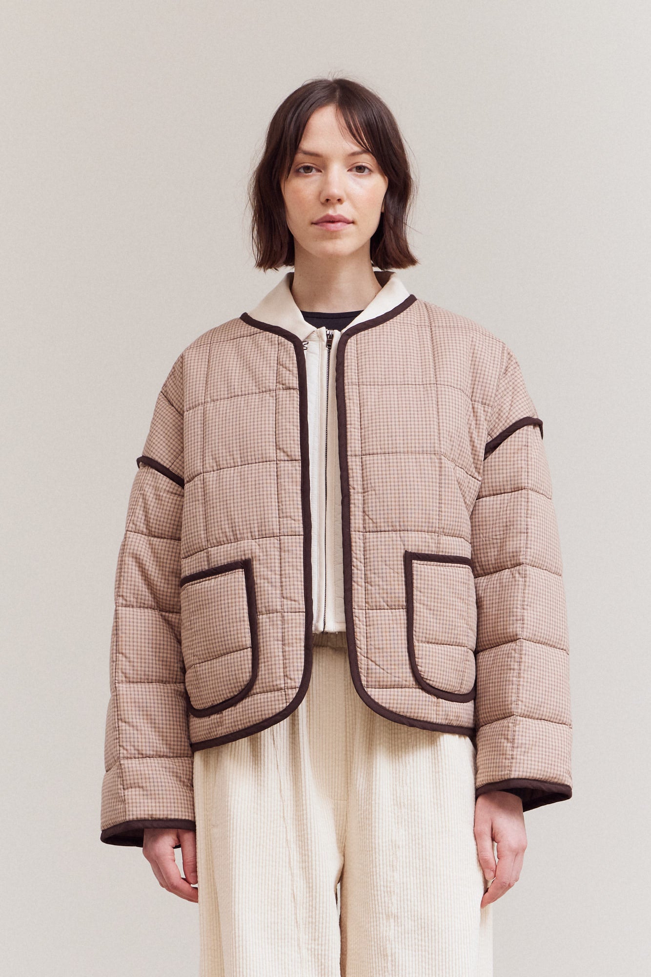 Pin Grid Quilted Jacket