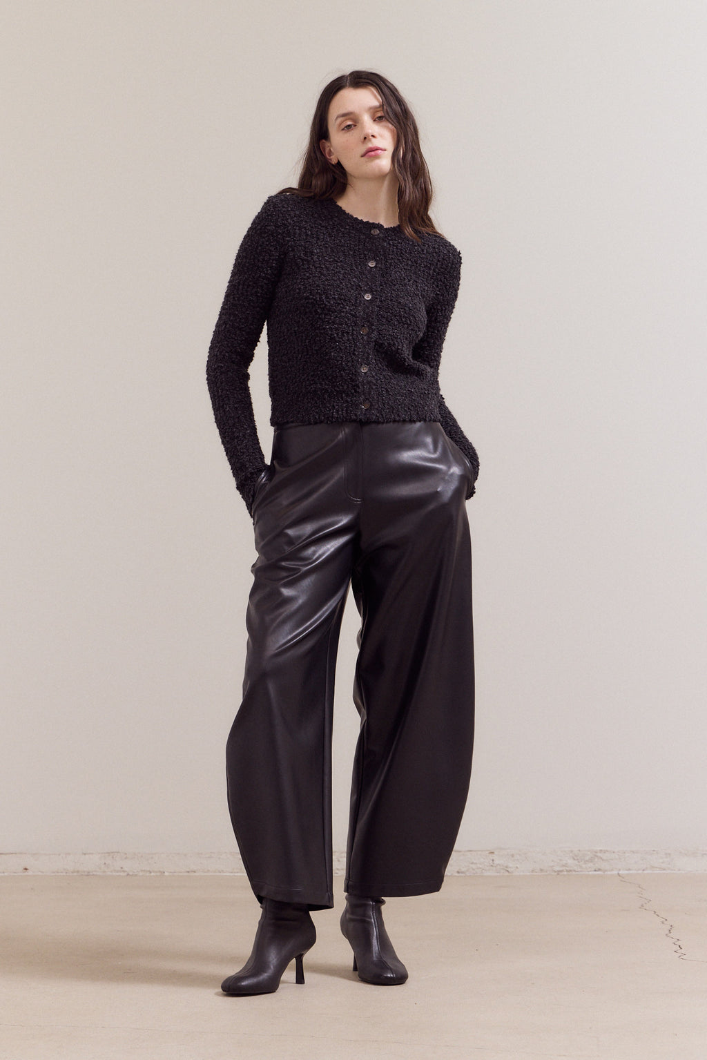 Round Neck Button Up Cardigan