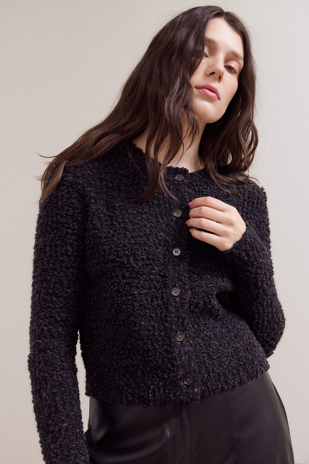 Round Neck Button Up Cardigan