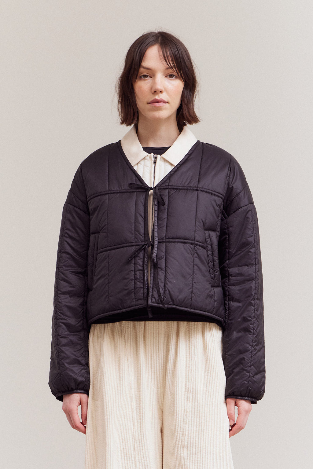 Front Tie Quilting Jacket