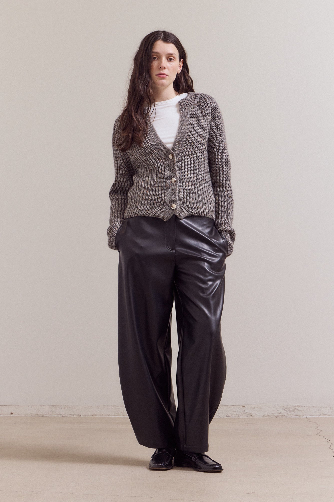 Opened Neck Button Cardigan