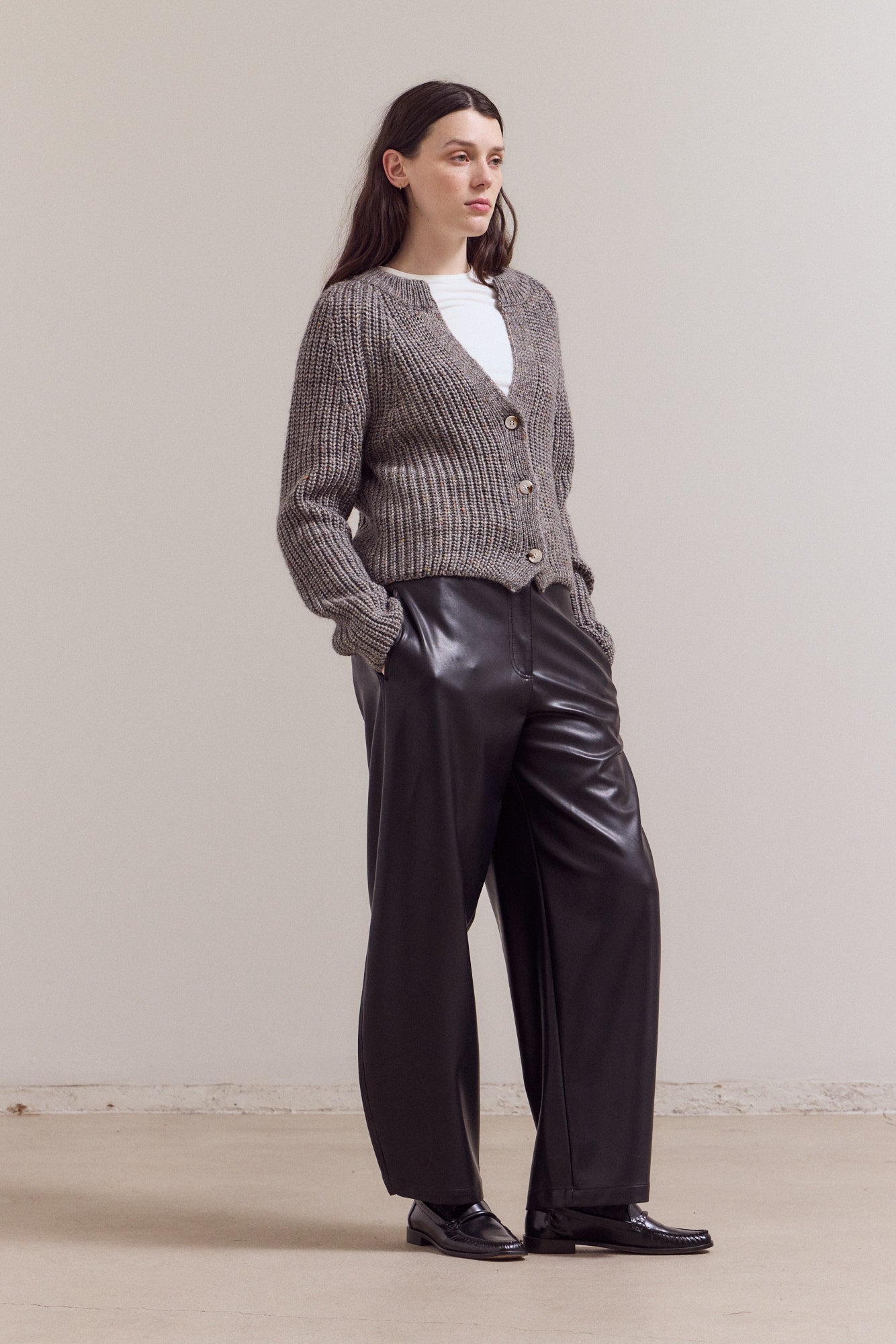 Opened Neck Button Cardigan