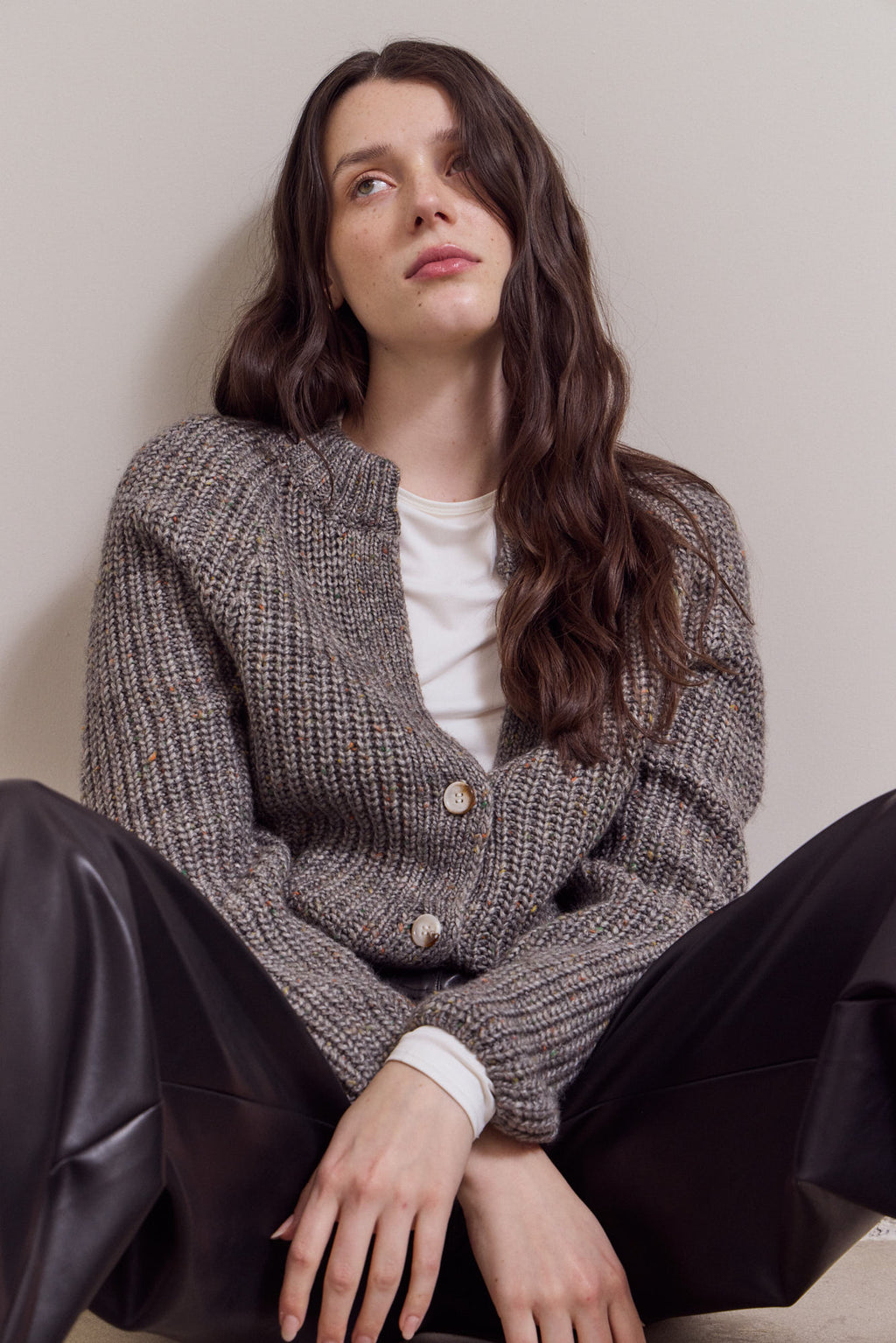 Opened Neck Button Cardigan