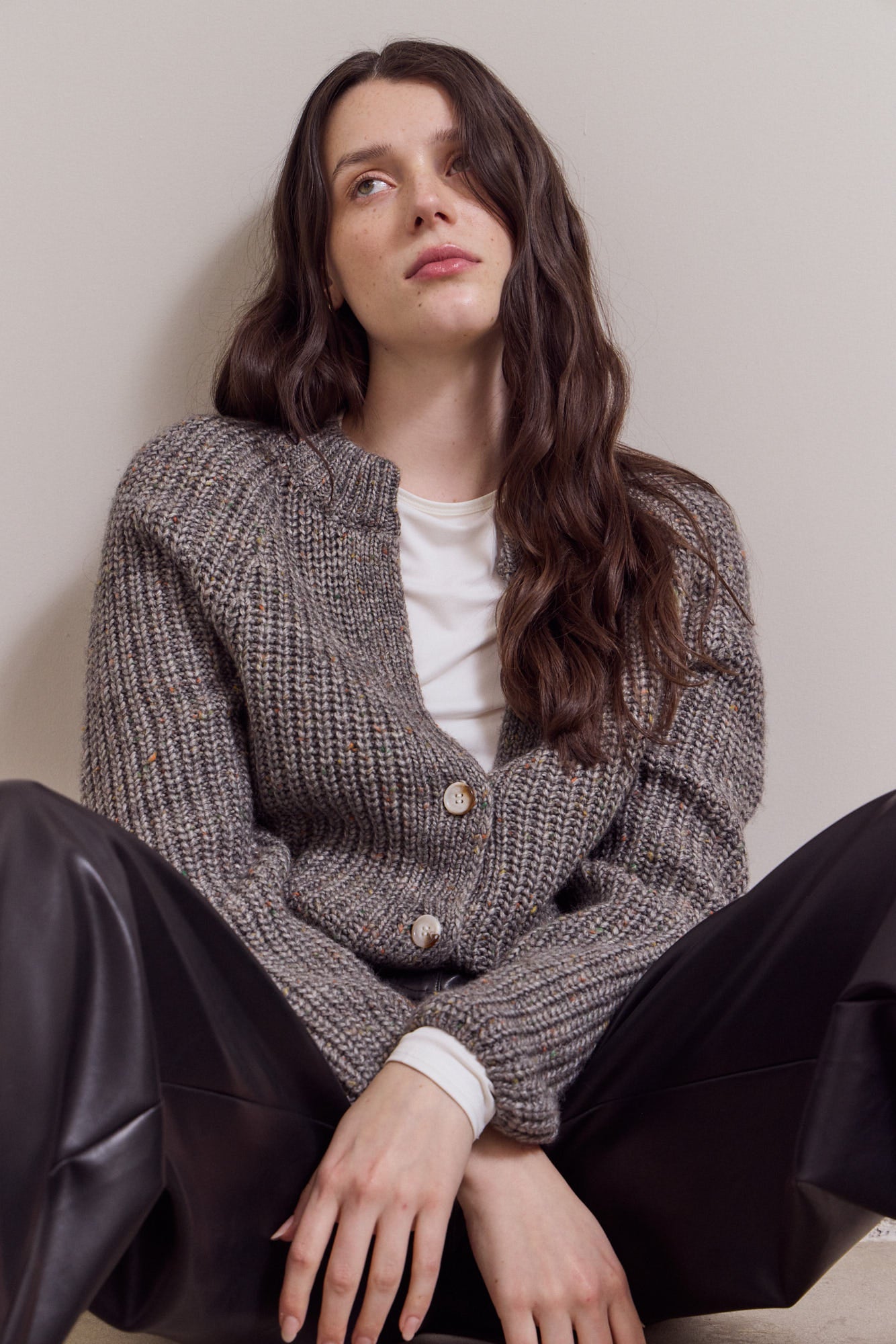 Opened Neck Button Cardigan