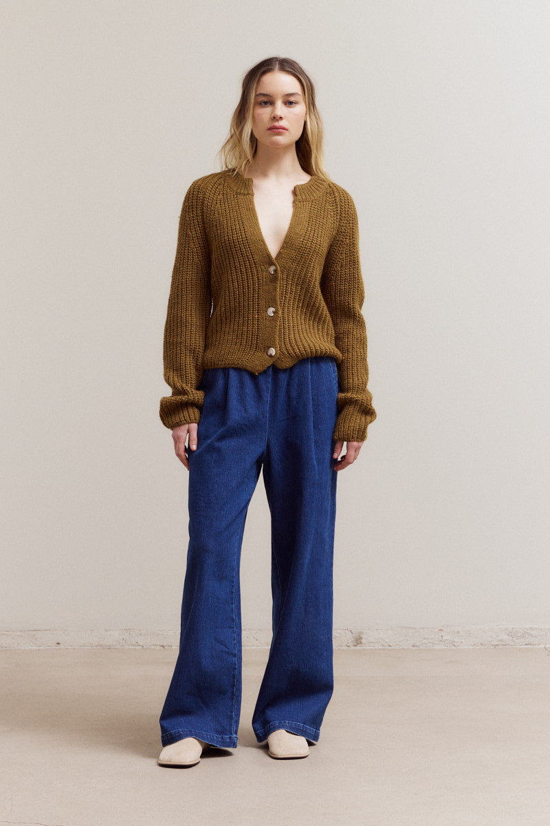 Opened Neck Button Cardigan