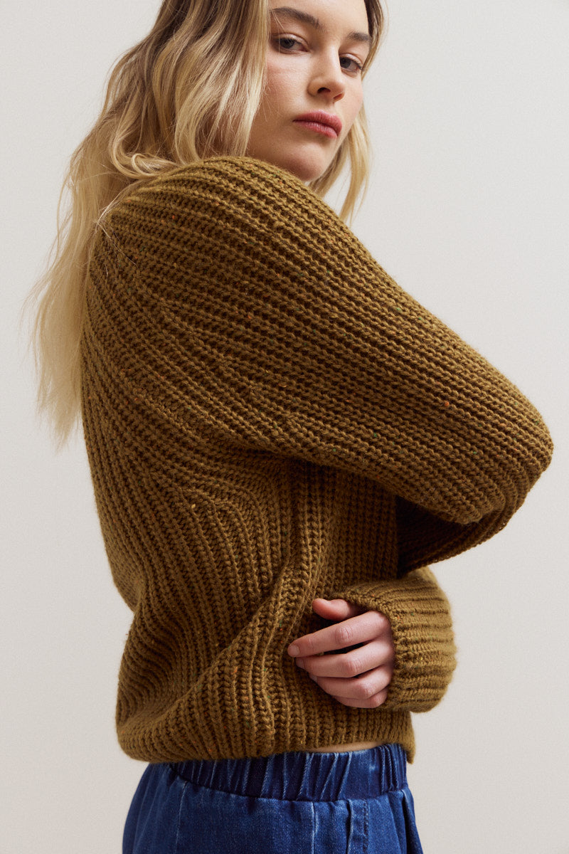 Opened Neck Button Cardigan