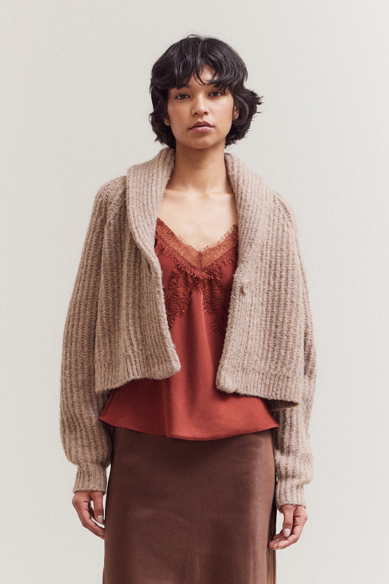 Shawl Collar Short Cardigan
