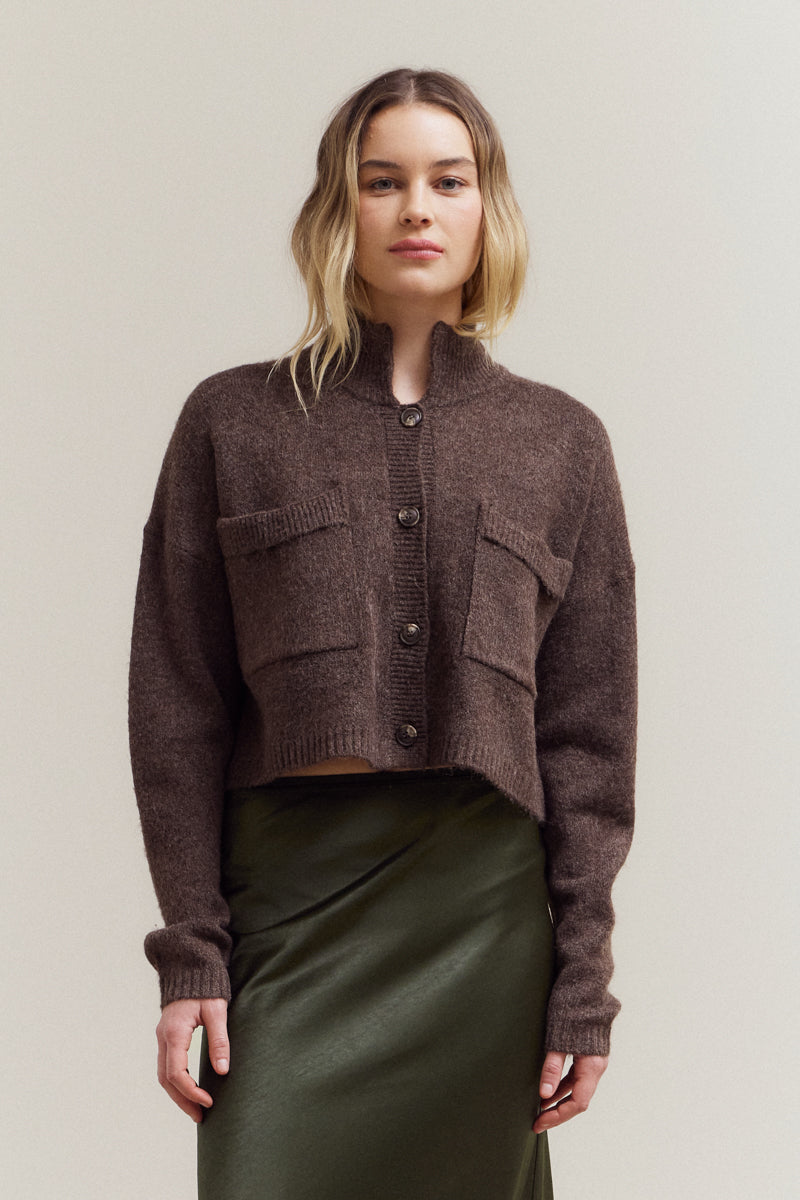 High Collar Knit Cardigan