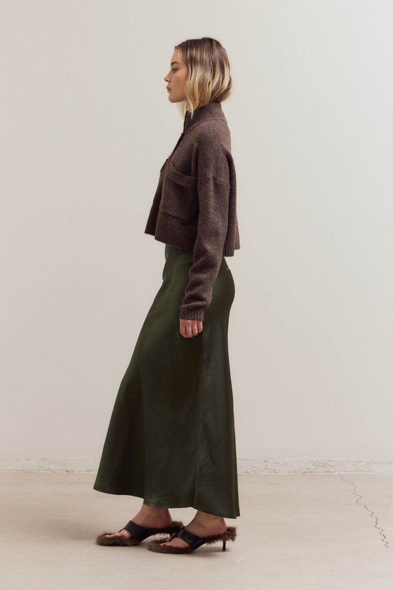 Mermaid Fit Long Satin Skirt