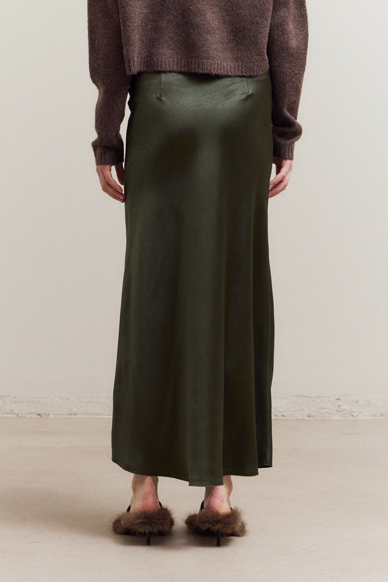 Mermaid Fit Long Satin Skirt