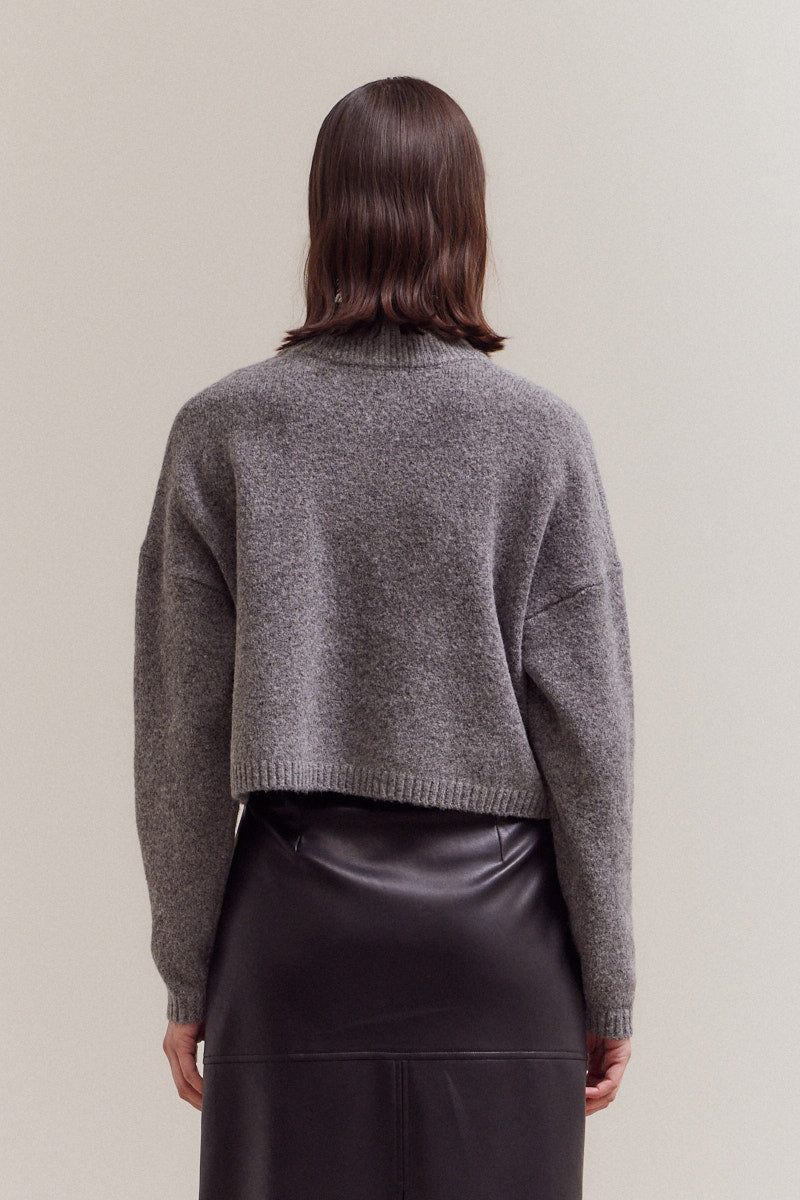 High Collar Knit Cardigan