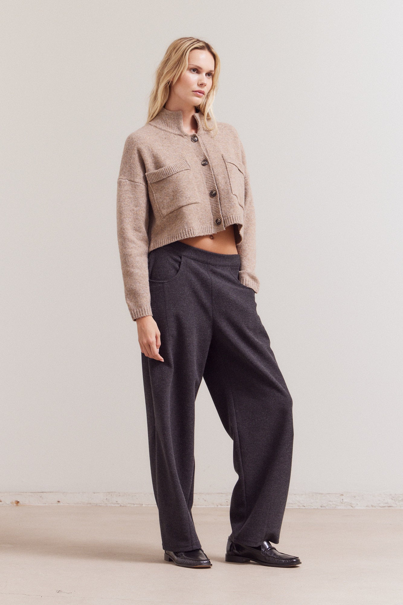 High Collar Knit Cardigan