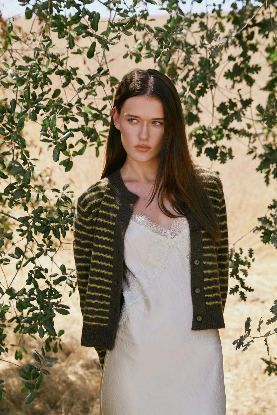 Striped Button Up Cardigan