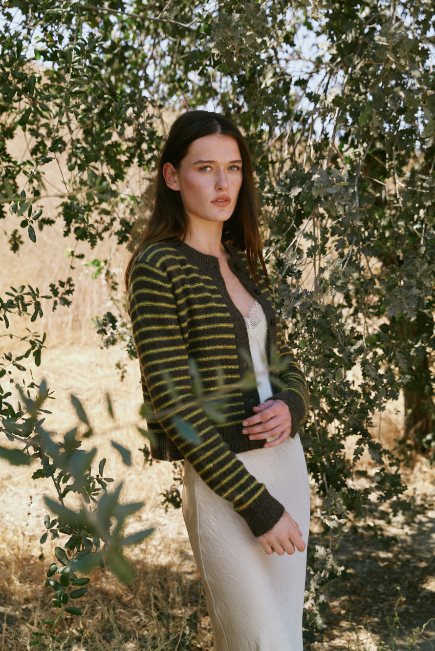 Striped Button Up Cardigan