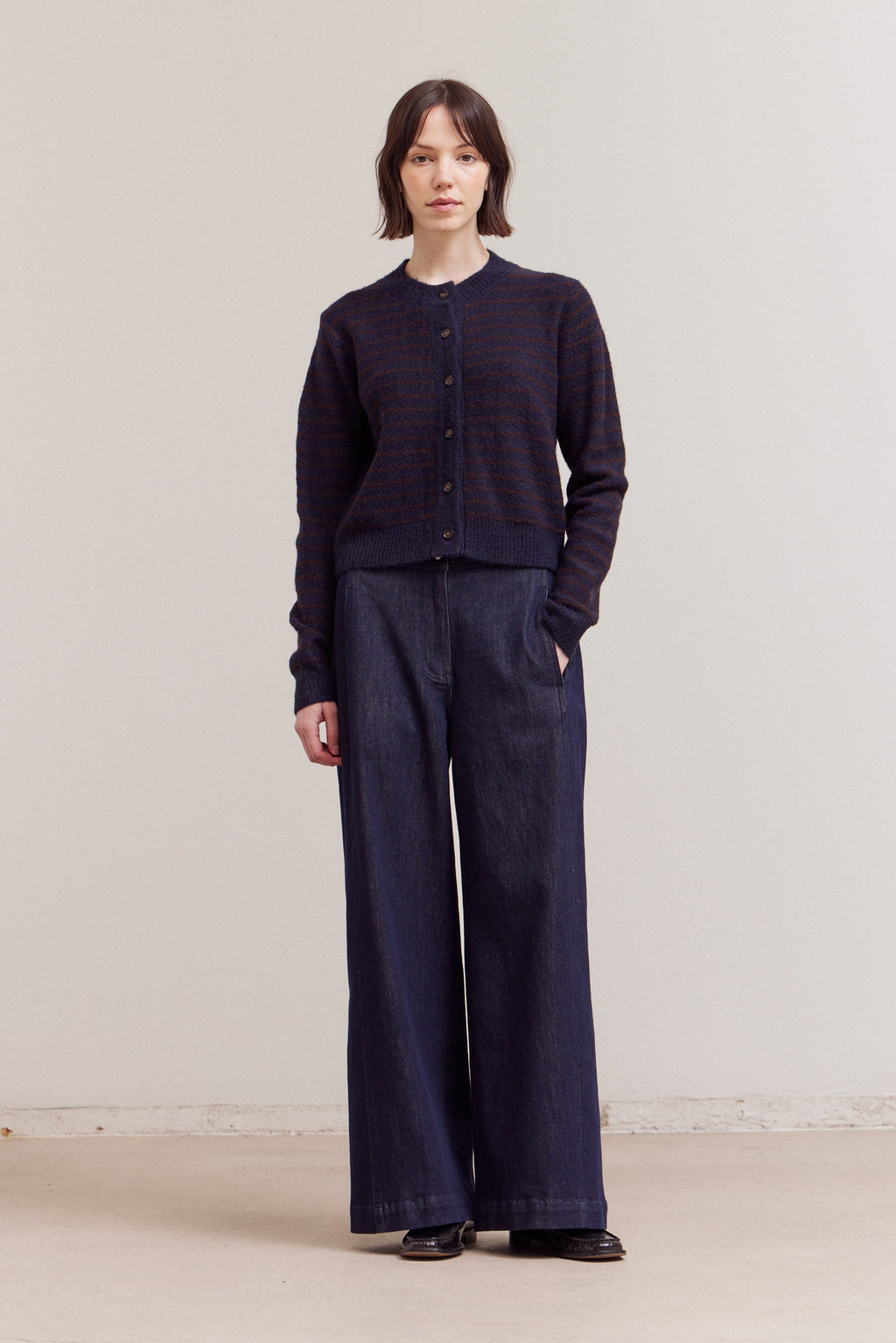 Striped Button Up Cardigan