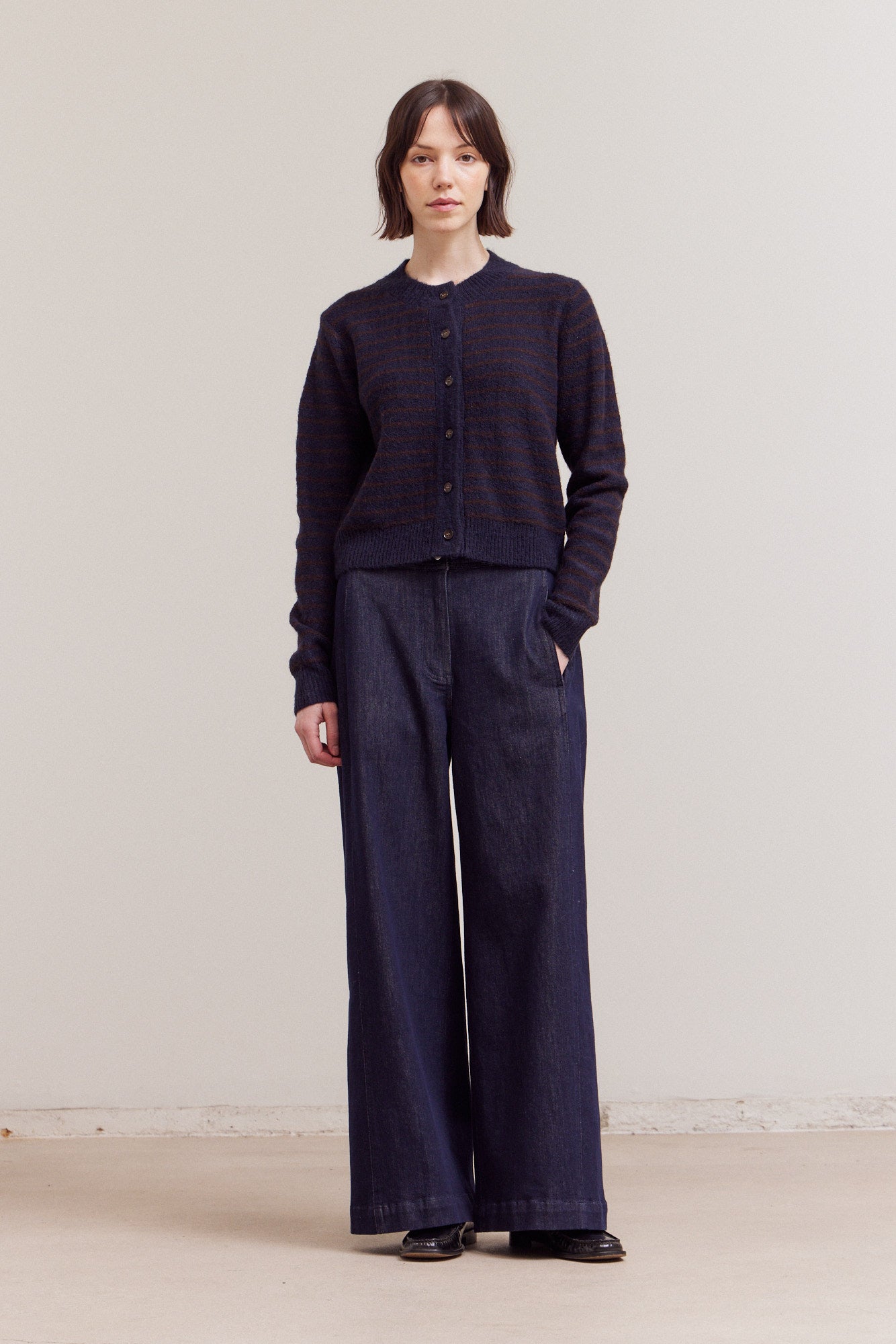 Striped Button Up Cardigan