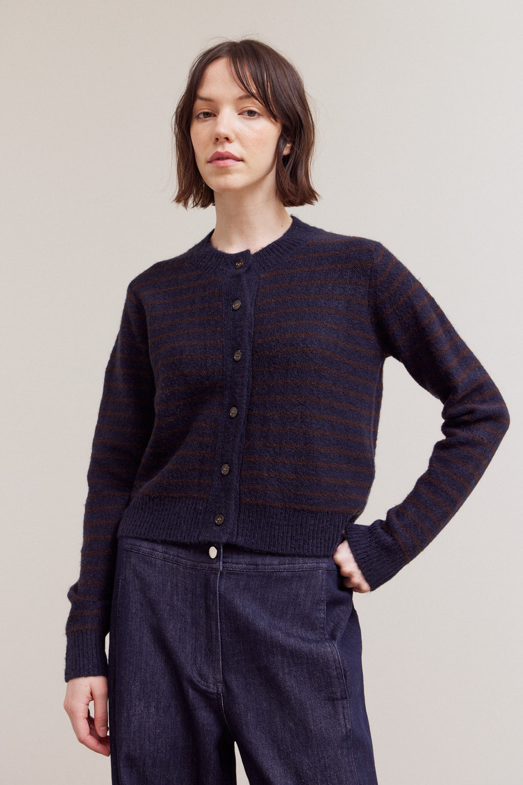 Striped Button Up Cardigan