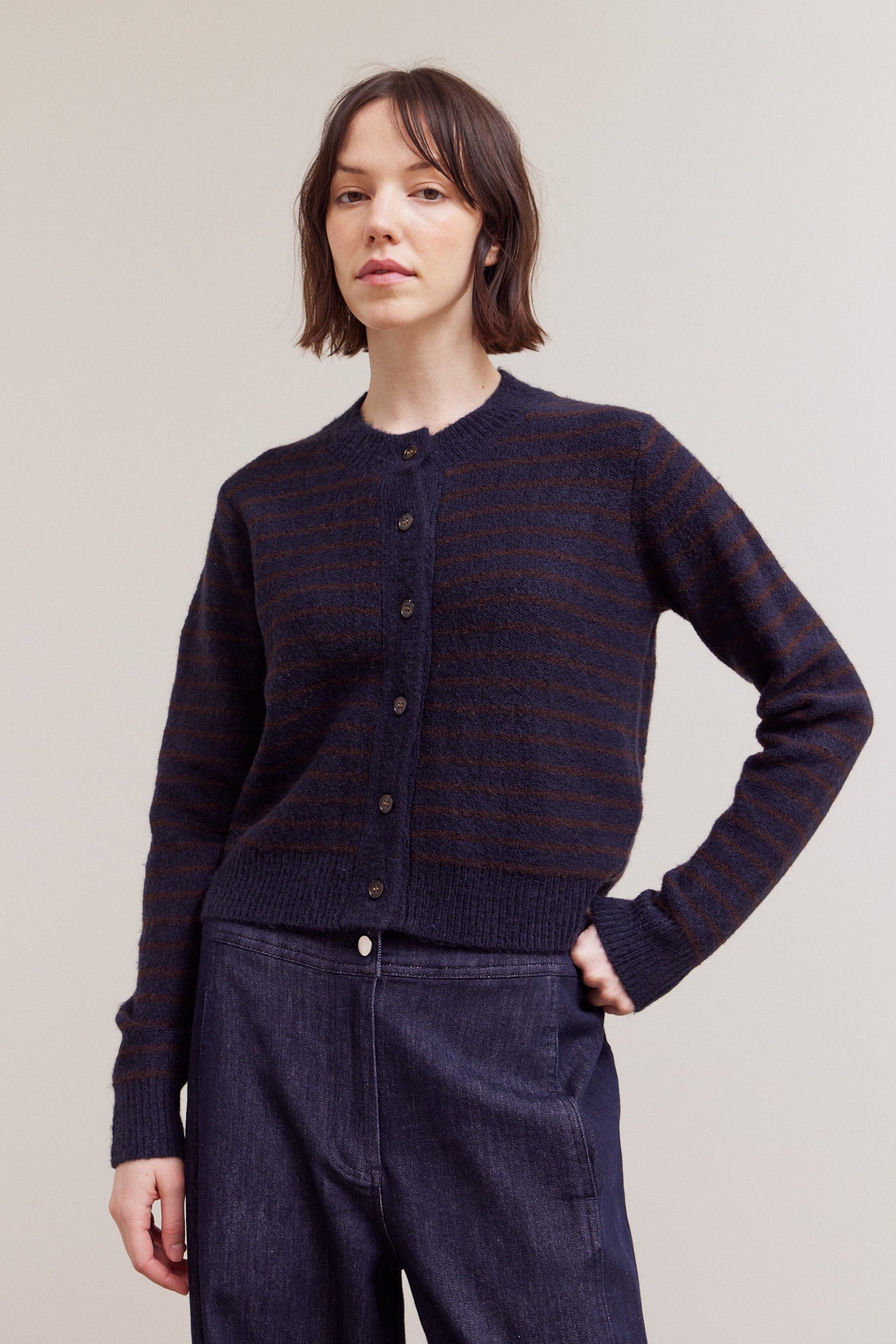 Striped Button Up Cardigan