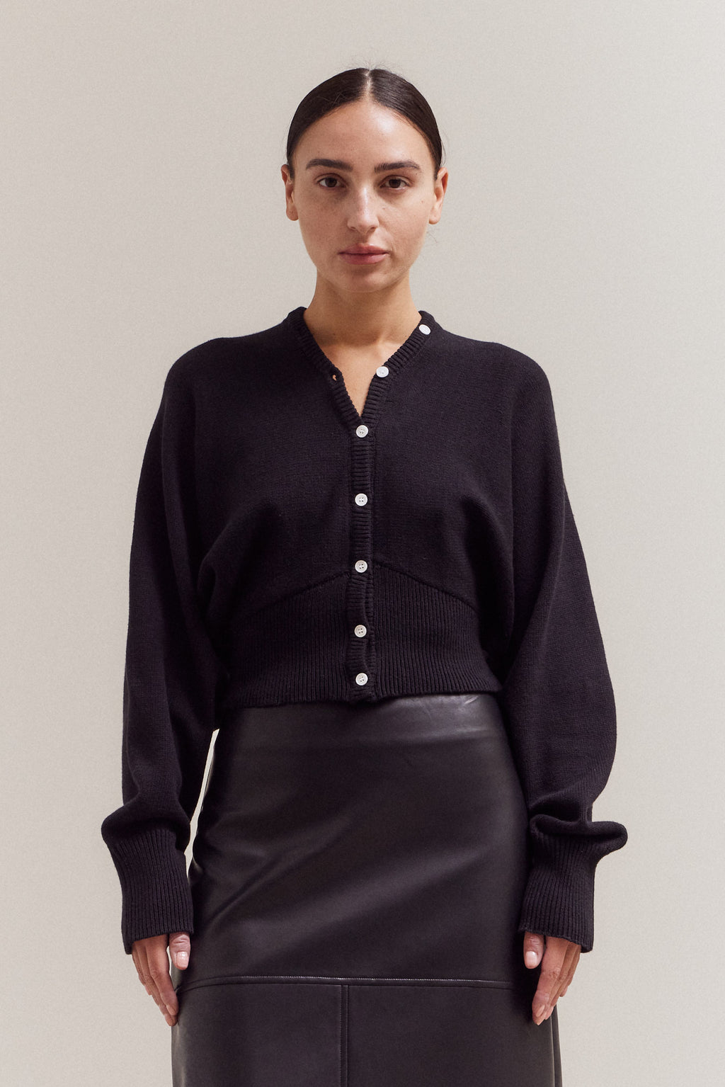 Button Up To Neck Long Sleeves Cardigan