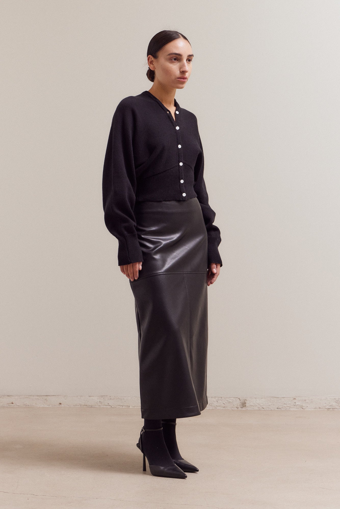 Button Up To Neck Long Sleeves Cardigan